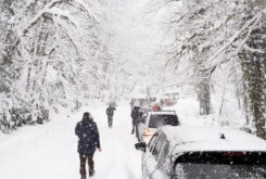 winter storm on road